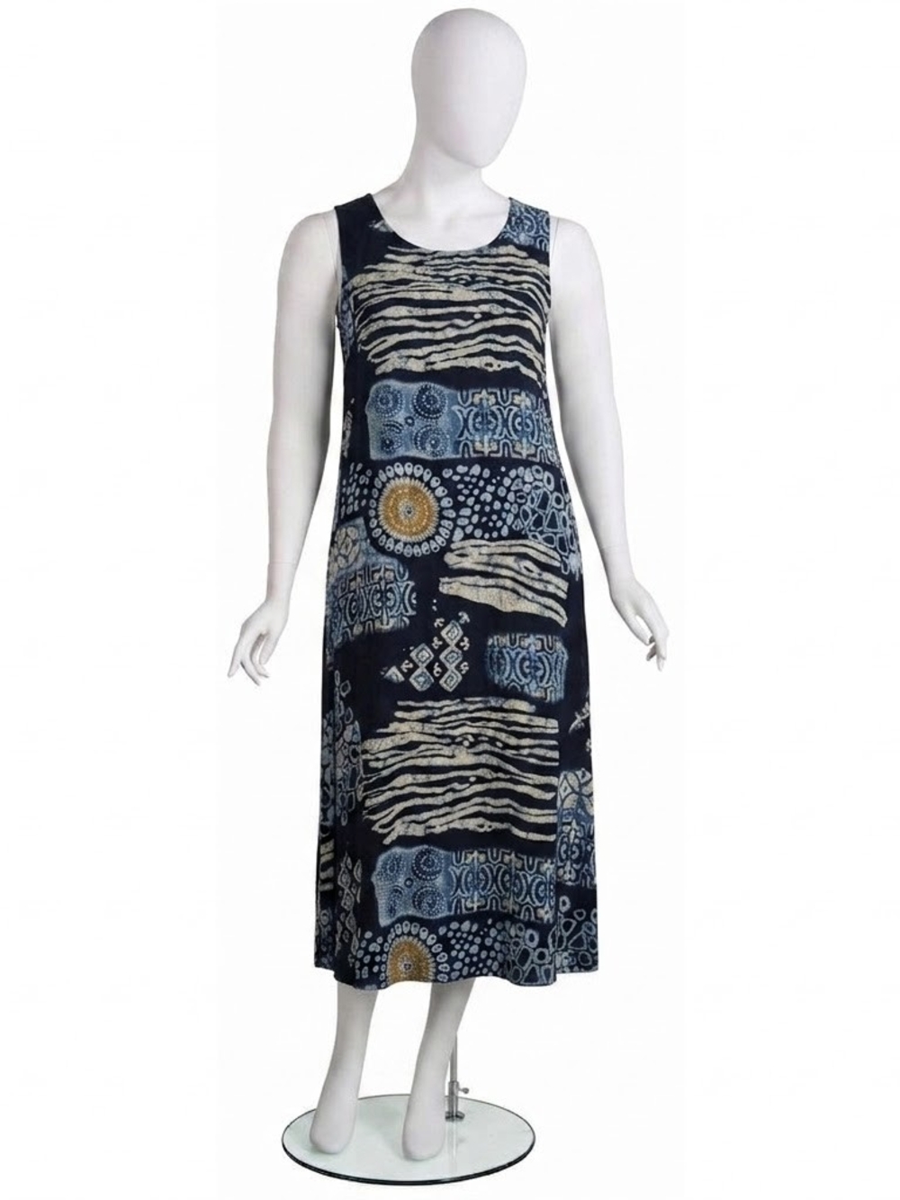 Model France Boho Batik Print Sleeveless Tank Midi Dress Size M